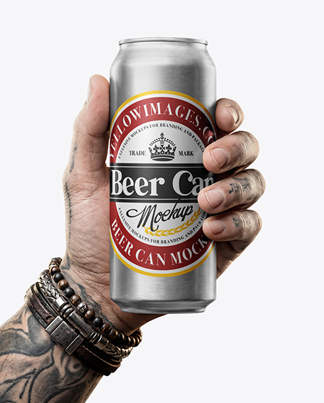Aluminium Can in a Hand Mockup - Packaging mockups