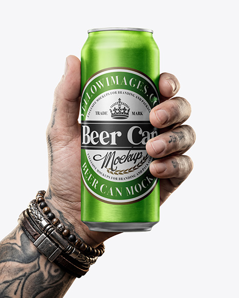 Aluminium Can in a Hand Mockup