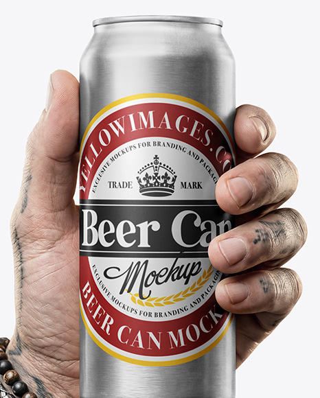 Aluminium Can in a Hand Mockup