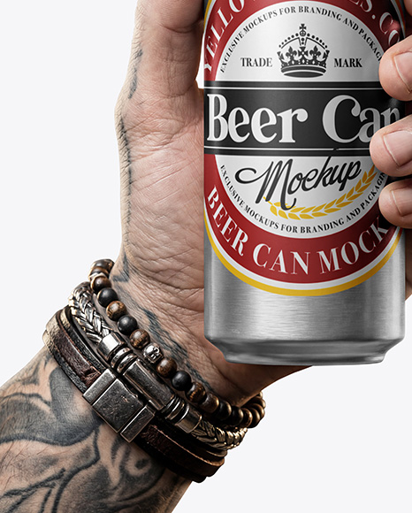 Aluminium Can in a Hand Mockup