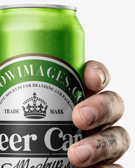 Aluminium Can in a Hand Mockup