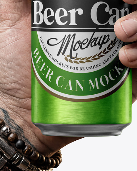 Aluminium Can in a Hand Mockup