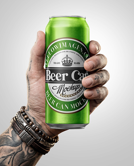 Aluminium Can in a Hand Mockup