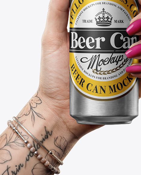 Aluminium Can in a Hand Mockup