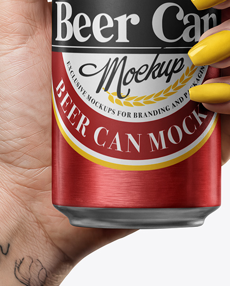Aluminium Can in a Hand Mockup