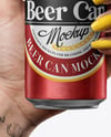 Aluminium Can in a Hand Mockup