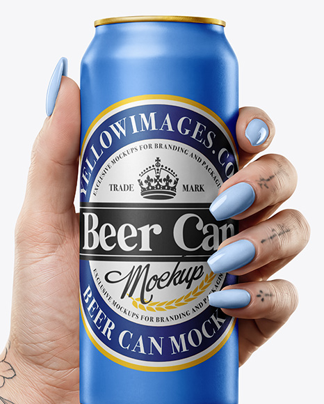 Aluminium Can With Matte Finish in a Hand Mockup