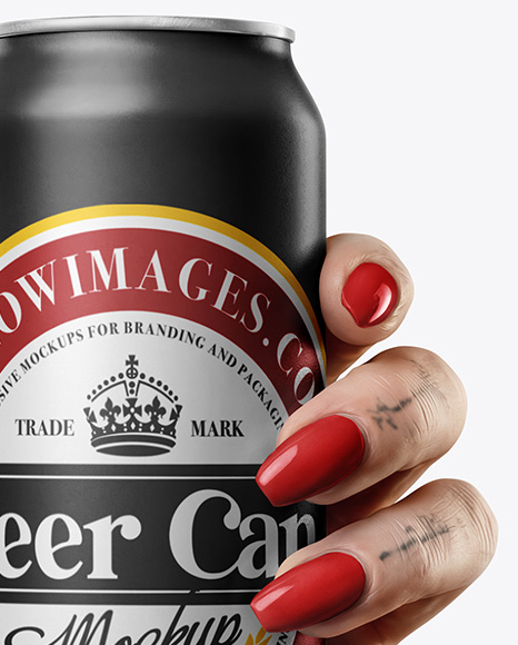 Aluminium Can With Matte Finish in a Hand Mockup