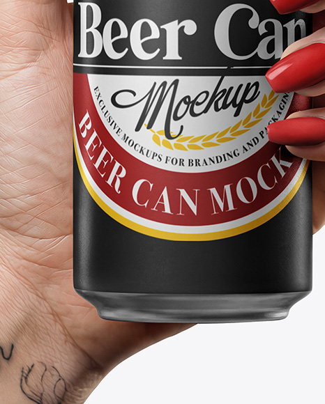 Aluminium Can With Matte Finish in a Hand Mockup