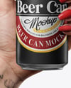 Aluminium Can With Matte Finish in a Hand Mockup