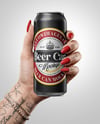 Aluminium Can With Matte Finish in a Hand Mockup