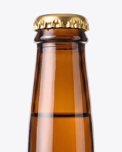 Amber Glass Beer Bottle in a Hand Mockup