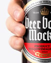Amber Glass Beer Bottle in a Hand Mockup