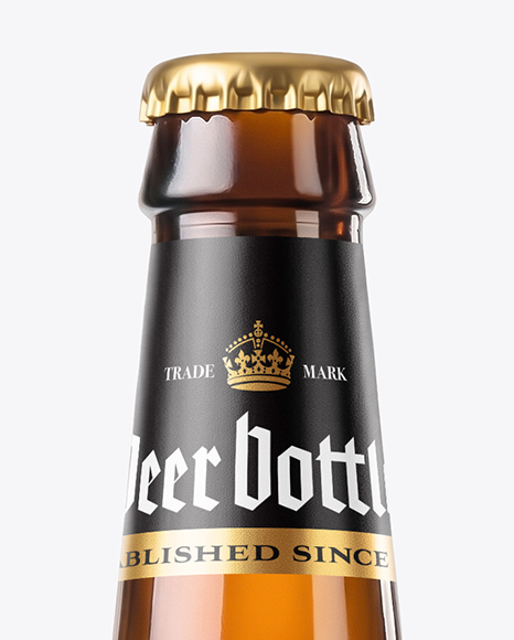 Amber Glass Beer Bottle in a Hand Mockup