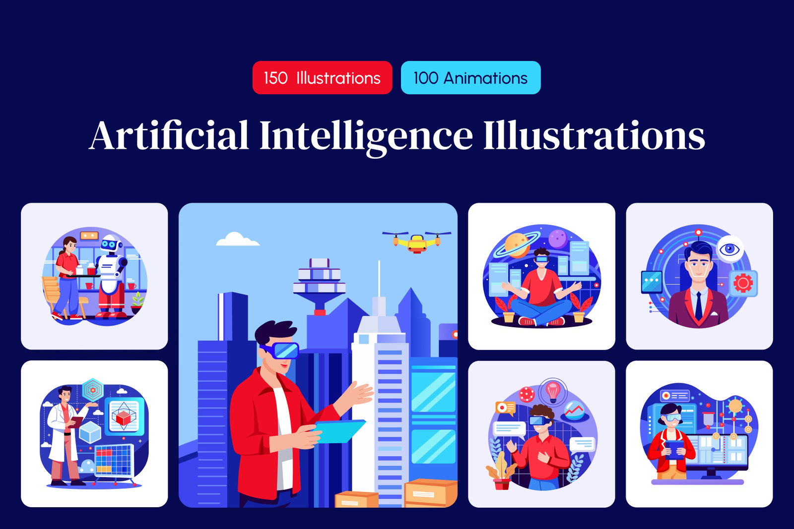 Artificial Intelligence Illustrations Bundle