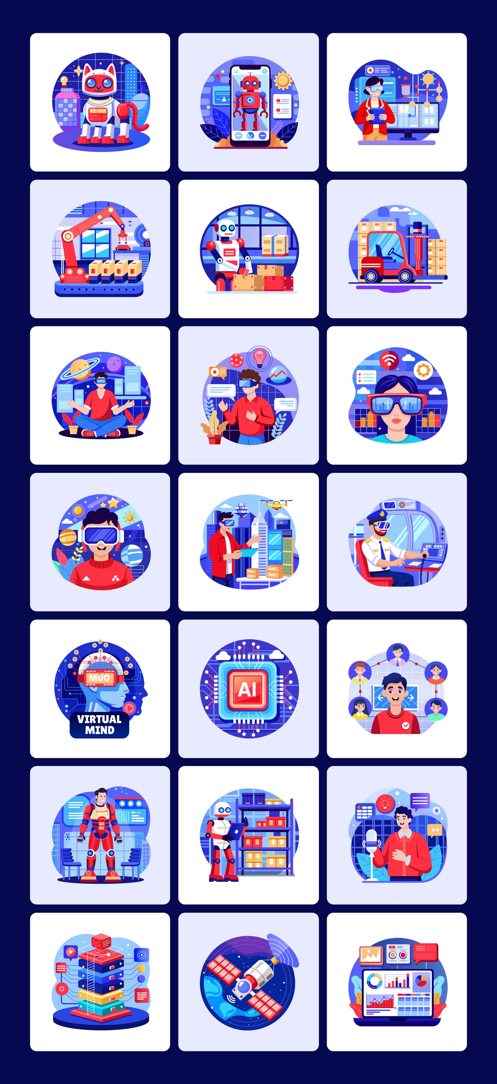Artificial Intelligence Illustrations Bundle