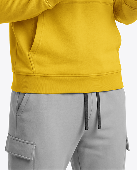 Asian Man Wearing Hoodie with Portable Console Mockup