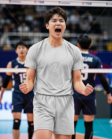 Asian Man Wearing Volleyball Kit Mockup