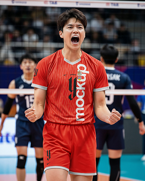 Asian Man Wearing Volleyball Kit Mockup