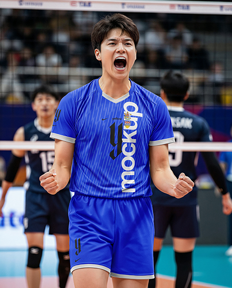 Asian Man Wearing Volleyball Kit Mockup