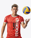 Asian Man Wearing Volleyball Kit Mockup