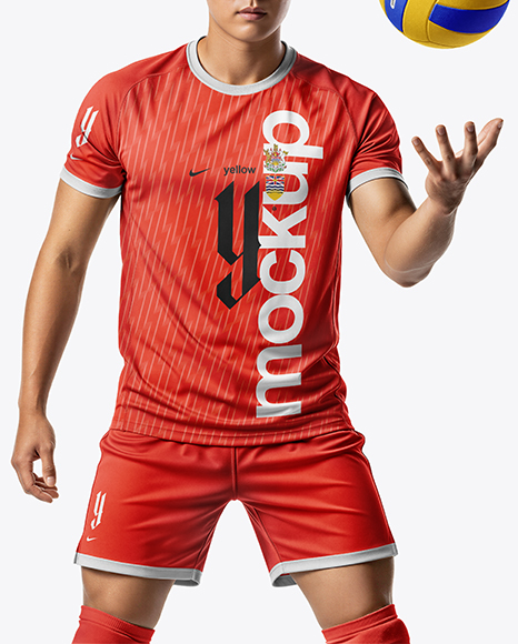 Asian Man Wearing Volleyball Kit Mockup