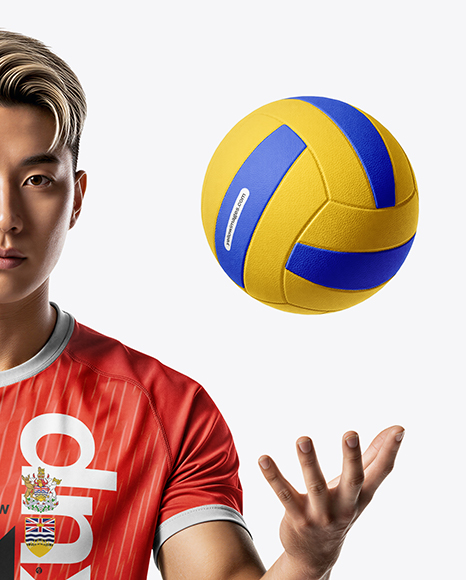 Asian Man Wearing Volleyball Kit Mockup