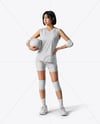 Asian Woman Wearing Full Volleyball Kit Mockup