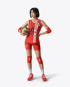 Asian Woman Wearing Full Volleyball Kit Mockup