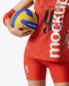 Asian Woman Wearing Full Volleyball Kit Mockup