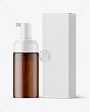 Frosted Amber Foam Pump Bottle with Box Mockup