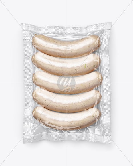 Transparent Clear Plastic Flow-Pack with Sausages Mockup