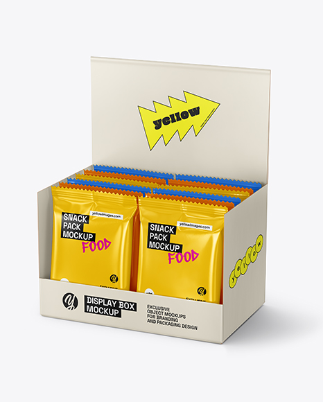 Display Box with Glossy Snacks Mockup
