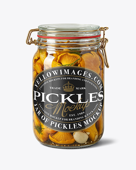 Jar with Chanterelles Mushrooms Mockup - Realistic mockups