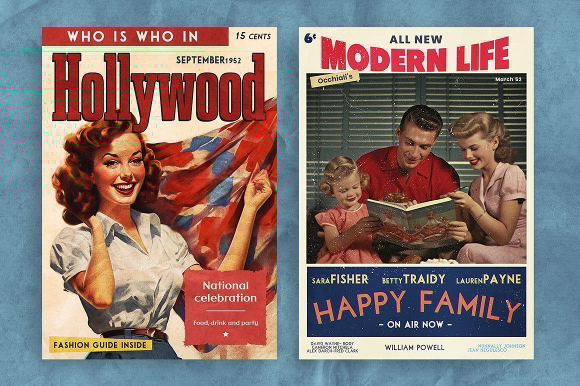 50&#039;s Magazine Cover Templates