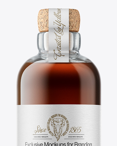 Black Rum Bottle with Cork Mockup