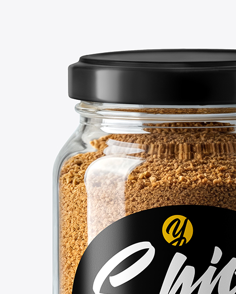 Clear Glass Jar with Ground Nutmeg Mockup