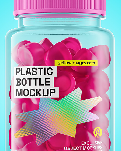 Plastic Bottle with Gummies Mockup