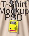 Young Man Wearing T-shirt with ID Card Mockup