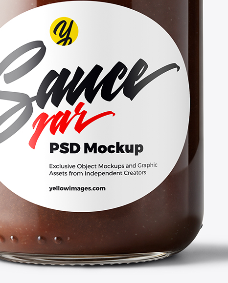 Glass Jar with Chocolate Fudge Sauce Mockup