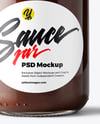 Glass Jar with Chocolate Fudge Sauce Mockup