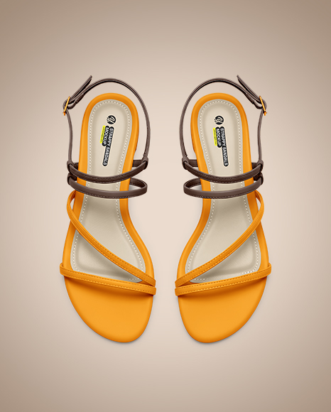 Pair of Women's Strappy Sandals Mockup