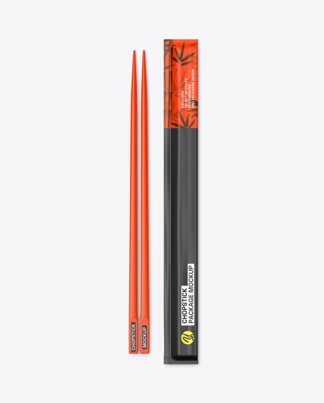Plastic Chopsticks with Paper Package Mockup