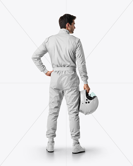 Man Wearing Racing Kit with Helmet Mockup