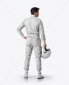 Man Wearing Racing Kit with Helmet Mockup