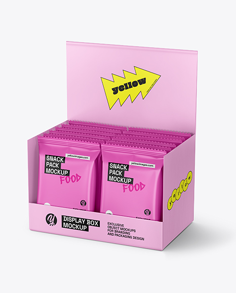 Display Box with Matte Snacks Mockup