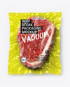 Clear Plastic Flow-Pack with Beef Steak Mockup