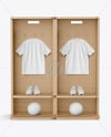 Soccer Training Kit Hanging inside a Wooden Locker Mockup