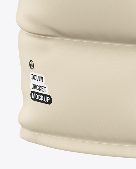 Men's Long Hooded Down Jacket Mockup - Back Half Side View