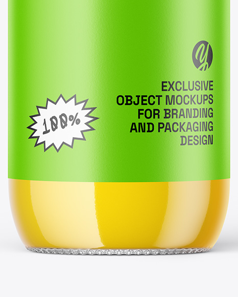 Clear Glass Bottle With Orange Juice Mockup